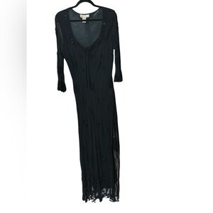 Vintage Papillon  Elegant Black Long Sleeve Dress